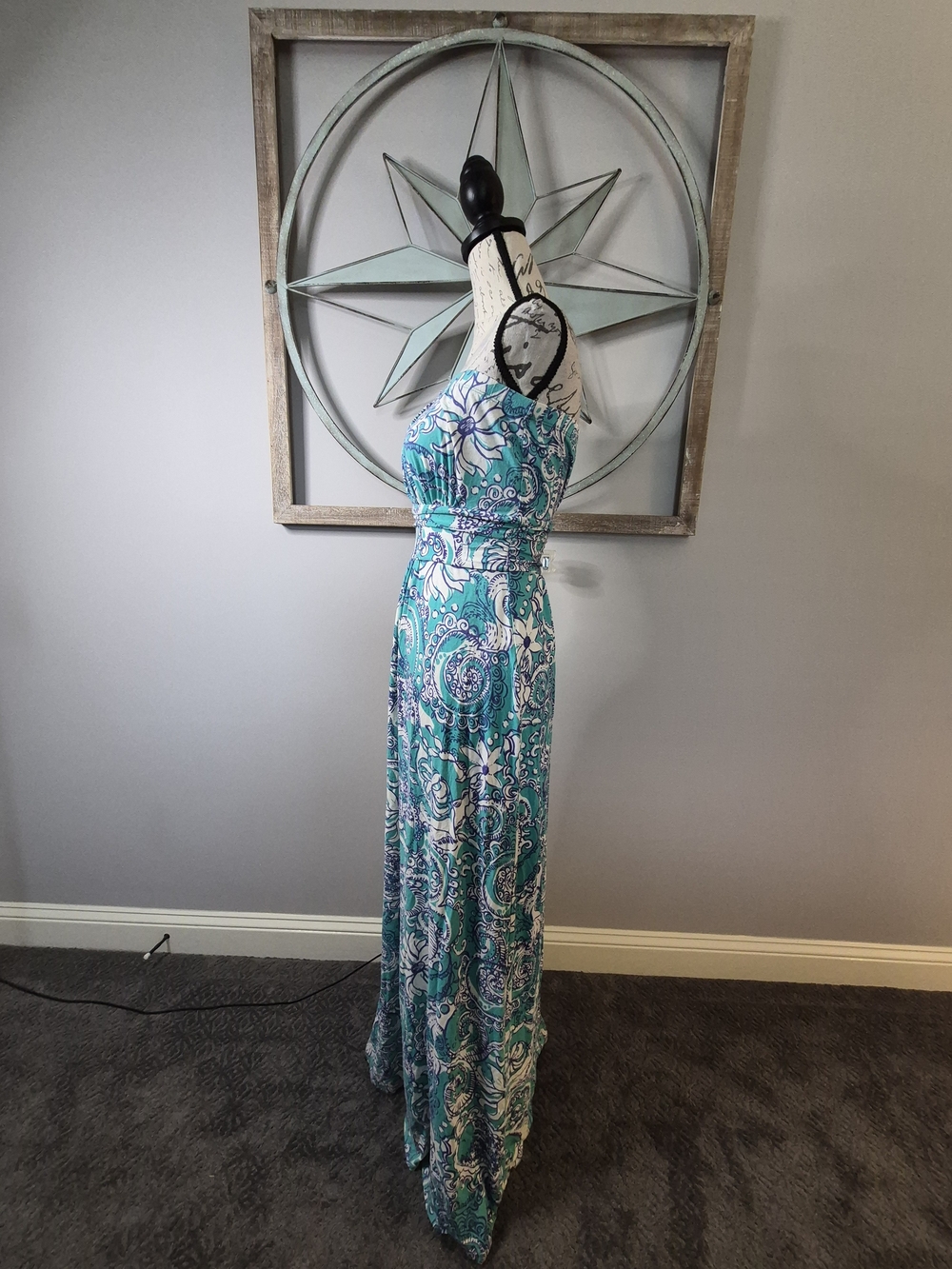 Lilly Pulitzer Holbrook Strapless Maxi Dress Montauk Seafoam Green Paisley - S - Picture 9 of 14